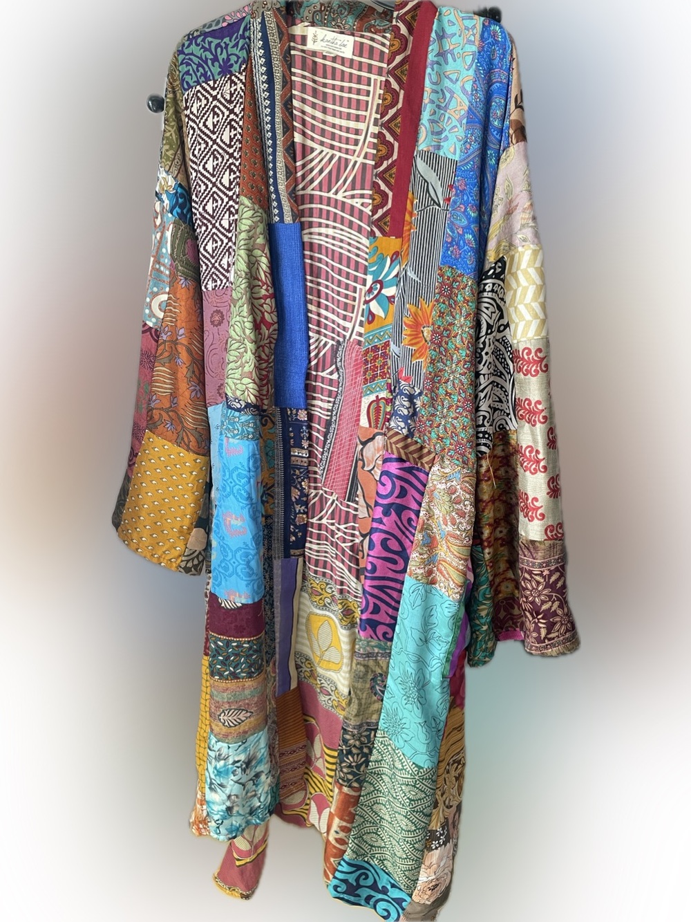 Kantha Bae | Silk Patchwork Boho Robe - Multicolor Fully Lined